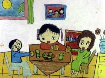 开运app下载感恩节温馨的晚餐_儿童画作品图片(图1)