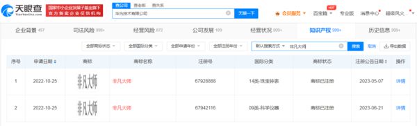 开运app官方网站华为申请非凡大师英文商标 此前成功注册中文商标(图1)